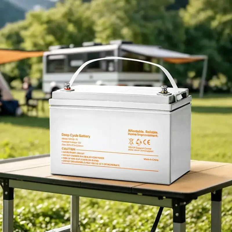 12V 75Ah Deep Cycle Battery, Sealed AGM Technology, Rechargeable Lead Acid AGM Battery, Backup Replacement for Scooters, Electric Mobility Wheelchair, Solar System Off-Grid Home Energy Storage