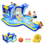 Inflatable Bounce House Wet Dry Water Slide Kids Jumping Castle For Outdoor Backyard with Dolphin sprinkler & Target games