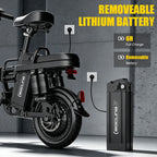14'' Commuter Ebike 500W Motor, Removable Battery Max 19.9MPH Dural Disc Brake with  Two shock-absorbing models optional, Mini Electric Bicycle for Adults,College Students, Commuters & Urban Riding E-Bike