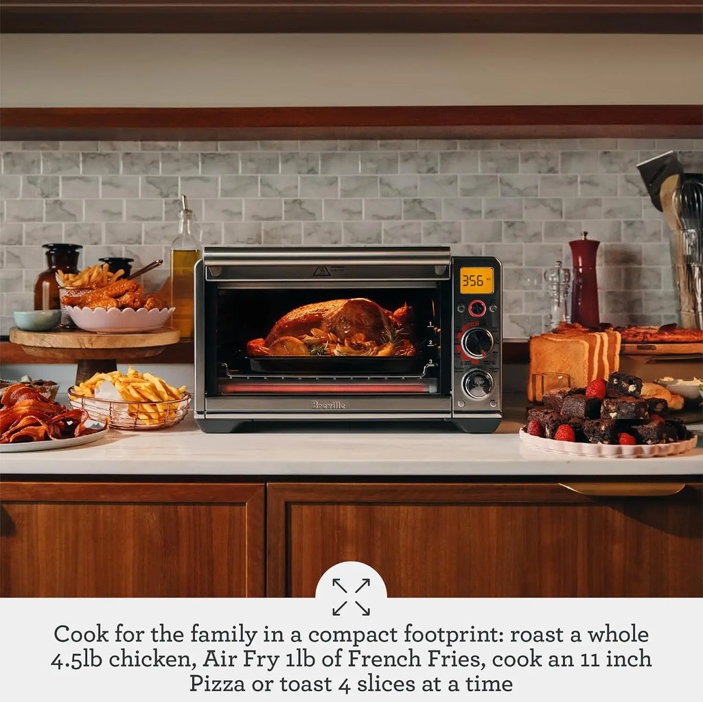 Compact Air Fryer Oven with 5 Air Fry Modes, Crispy Reheat & Element IQ for Even Cooking, Brushed Stainless Steel