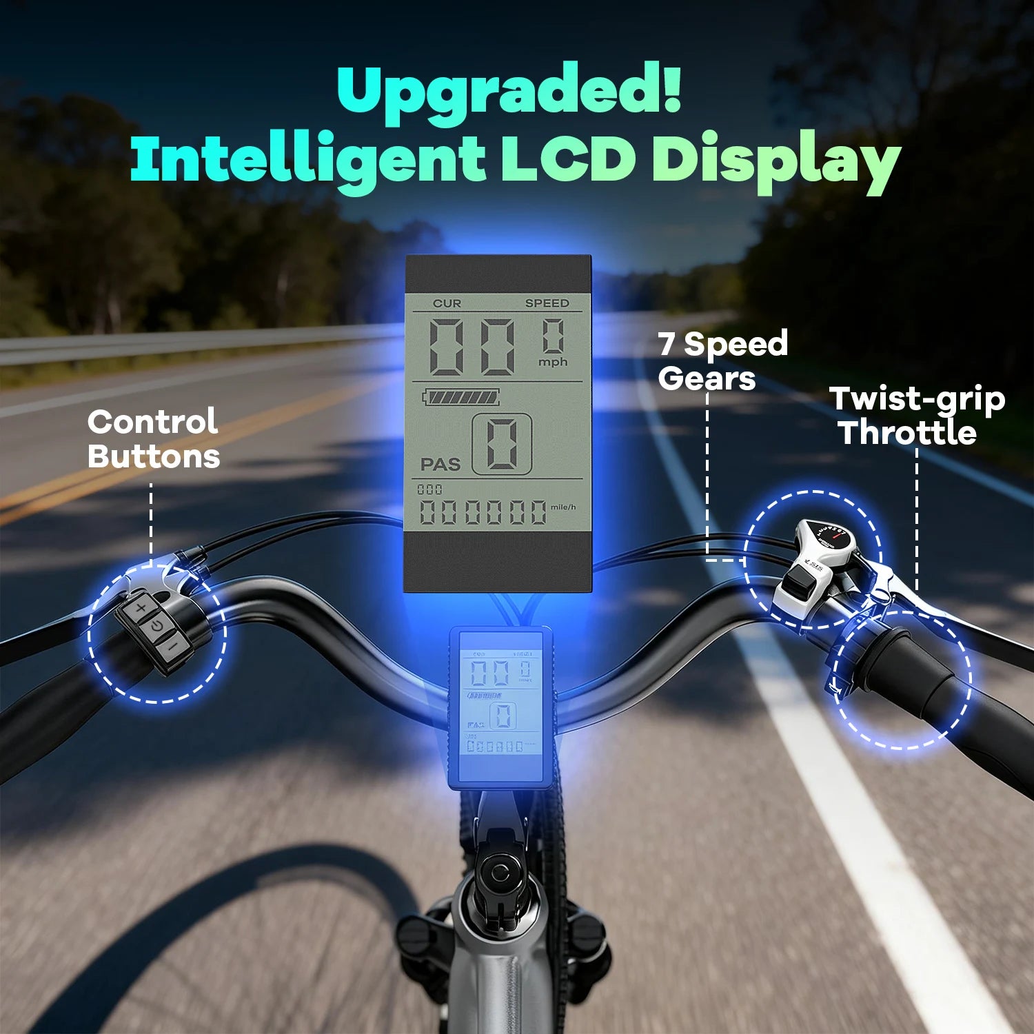 Cybervelo EK3 1000W Peak 48V Waterproof Battery 26" 7-Speed Electric Bike Adult Ebike for Commute Beach Snow Men Women