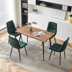 Elegant Upholstered Dining Set for 4 - Compact Green Kitchen Table and Chairs