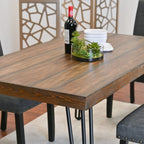 Amisos 6-Piece Dining Set: Hairpin Table with 4 Chairs and Upholstered Bench, 3 Color Choices