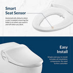 Slim Two Electric Bidet Toilet Seat Round, Warm Water, Heated Seat, Night Light, Front and Rear Wash, Wireless Remote Control, W