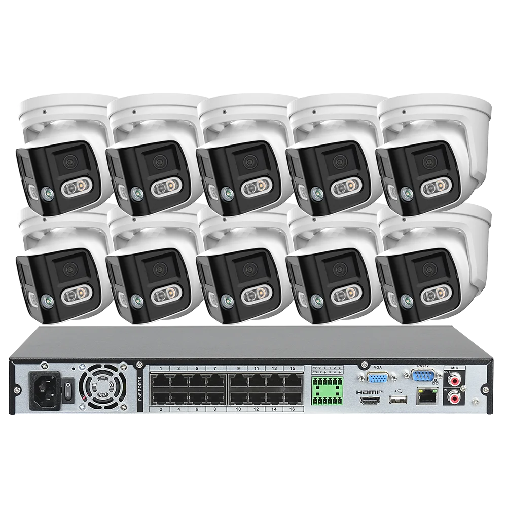 16CH NVR 8MP Dual Lens POE IP Camera Full Color Night Vision 180 Degree 4K Security Camera Outdoor Video Surveillance System