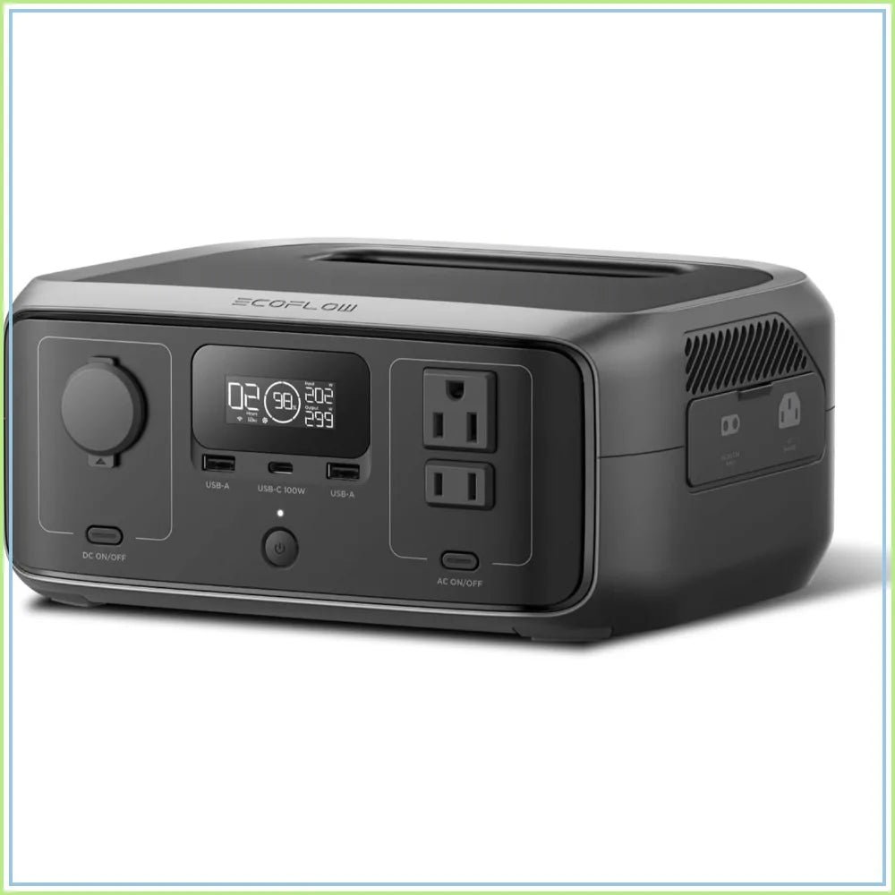 245Wh Portable Power Station, 1Hr Fast Charge, 300W/600W Surge, Solar Generator for Camping, RV, Home Backup