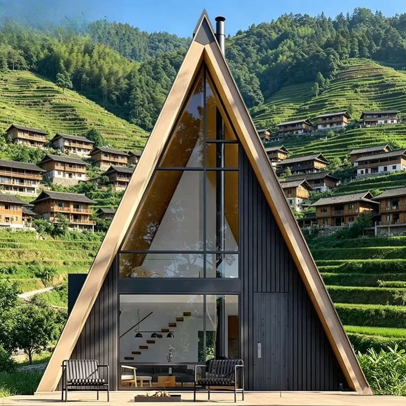 Portable Triangle A Frame Cabin House Modular Tiny Home Wooden Luxury Outdoor Living