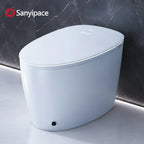 Sanyipace High-end 1000 Gram MaP Smart Toilet Seat and Bidet Extended Elliptical Shape Ergonomic Milky White Design ADA Height with Instant Heating Warm Water Auto Toilet
