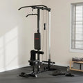 Home power rack, rowing machine, without weights, home fitness equipment, steel, faux leather, black