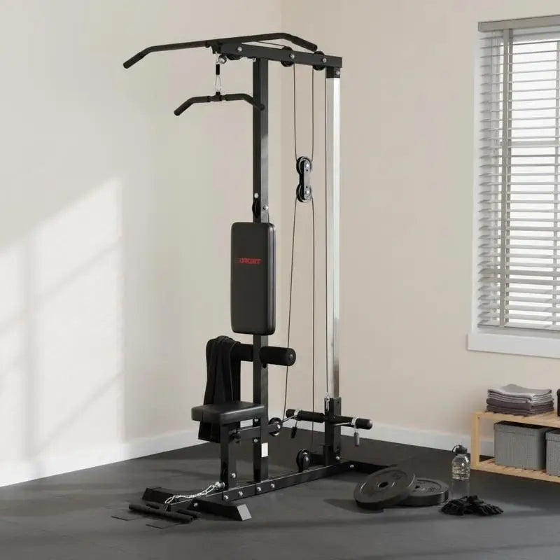 Home power rack, rowing machine, without weights, home fitness equipment, steel, faux leather, black
