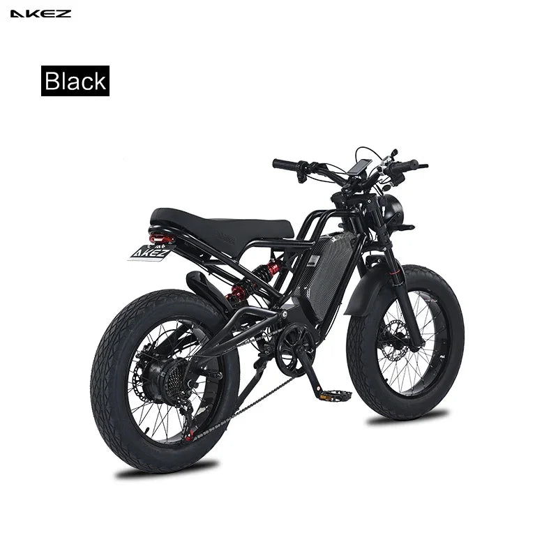 AKEZ  Long Range 18Ah Electric Bike 1500W 48V, Off-Road Fat Tire E-Bike, US Stock Fast Delivery