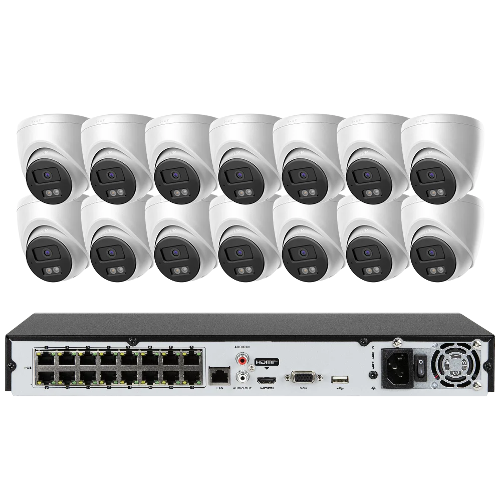 Hikvision 16ch POE Acusense NVR 4K IP Security Camera System Surveillance DS-7616NI-Q2-16P with DS-2CD1383G2-LIUF Indoor Outdoor