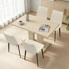 5-Piece Dining Set with 4 Upholstered Leather Chairs, 46 Pedestal Table, Modern Kitchen Furniture, Natural Finish
