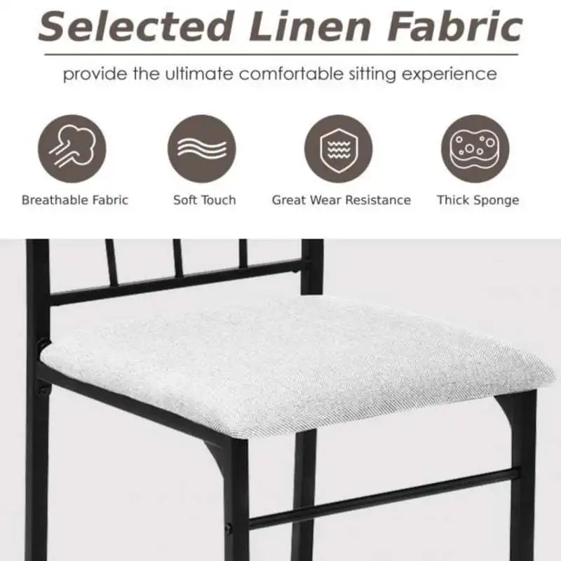 5 Pieces Faux Marble Dining Set Table with Solid Steel Frame