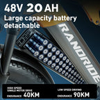 US STOCK RANDRIDE YX80 2000W Dual Motor All-Terrain E-Bike 48V 20Ah Long Range Full Suspension 7-Speed Off-Road Electric Bike