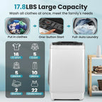 Compact 17.8 lbs Automatic Portable Washing Machine with 10 Programs, LED Display and Drain Pump, Ideal for RV, Dorm, and Home U