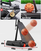 Outdoor Adjustable Basketball Hoop, 45 Inch Backboard, Black & Red, 10FT Height Portable System for Backyard & Driveway Play