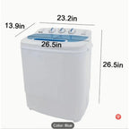 Portable Washing Machine - Compact Twin Tub Mini Washer & Spin Dryer Combo with Built-in Gravity Drain, 110V Electric Laundry Machine for Apartments, Dorms, RV, Camping - Energy Efficient, Quiet, Space Saving, No Installation