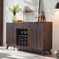 luted Wine Bar Cabinet, 60" Wide ern Buet Sideboard with Ample Storage - 2 Side Cabi, 3 Ders, 4 Glass Holders & 12 Wine Racks, C