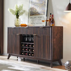 luted Wine Bar Cabinet, 60" Wide ern Buet Sideboard with Ample Storage - 2 Side Cabi, 3 Ders, 4 Glass Holders & 12 Wine Racks, C