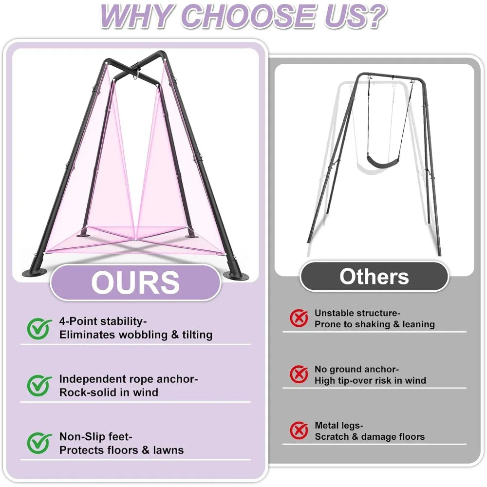 35" Swing Set with Stand, 32mm Steel Frame, X-Base, 330lbs Capacity, Suitable for Both Indoor and Outdoor Use