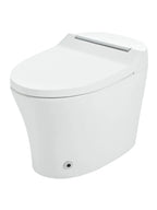 Smart toilet with Built-in Heated Seat, One Piece Elongated Modern Toilet with Adjustable Temp Heated Seat, Auto Flush, Dual Flush Toilet 1/1.28 GPF, Foot sensor Flush, White Night Light,Knob Control
