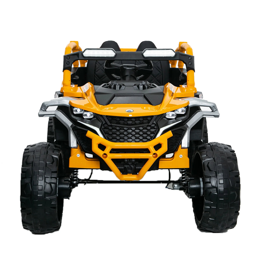 12V Kids Ride on UTV 2-seater with Parent Remote Control Suspension LED Lights Music Player for Ages 3-6 Yellow Black