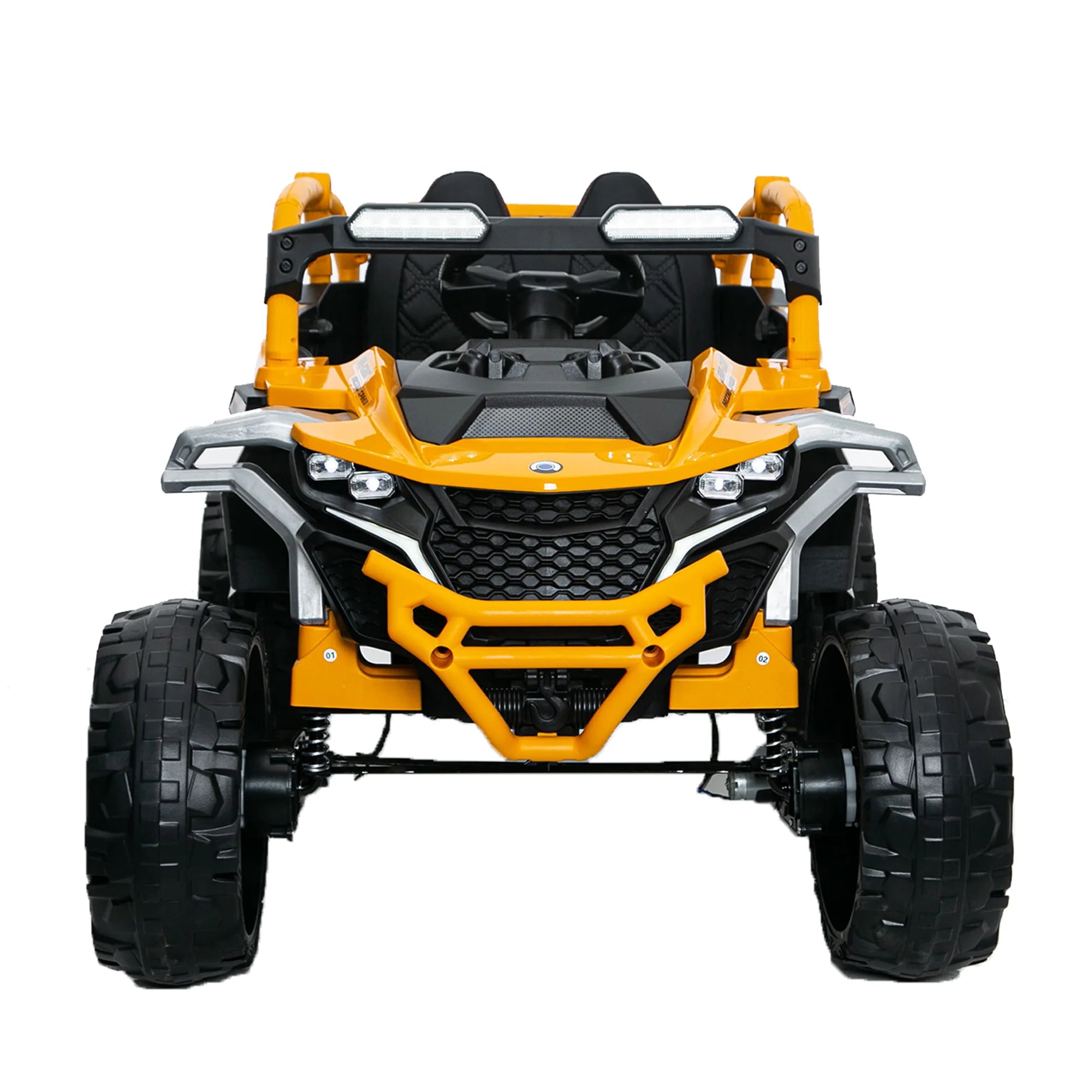 12V Kids Ride on UTV 2-seater with Parent Remote Control Suspension LED Lights Music Player for Ages 3-6 Yellow Black