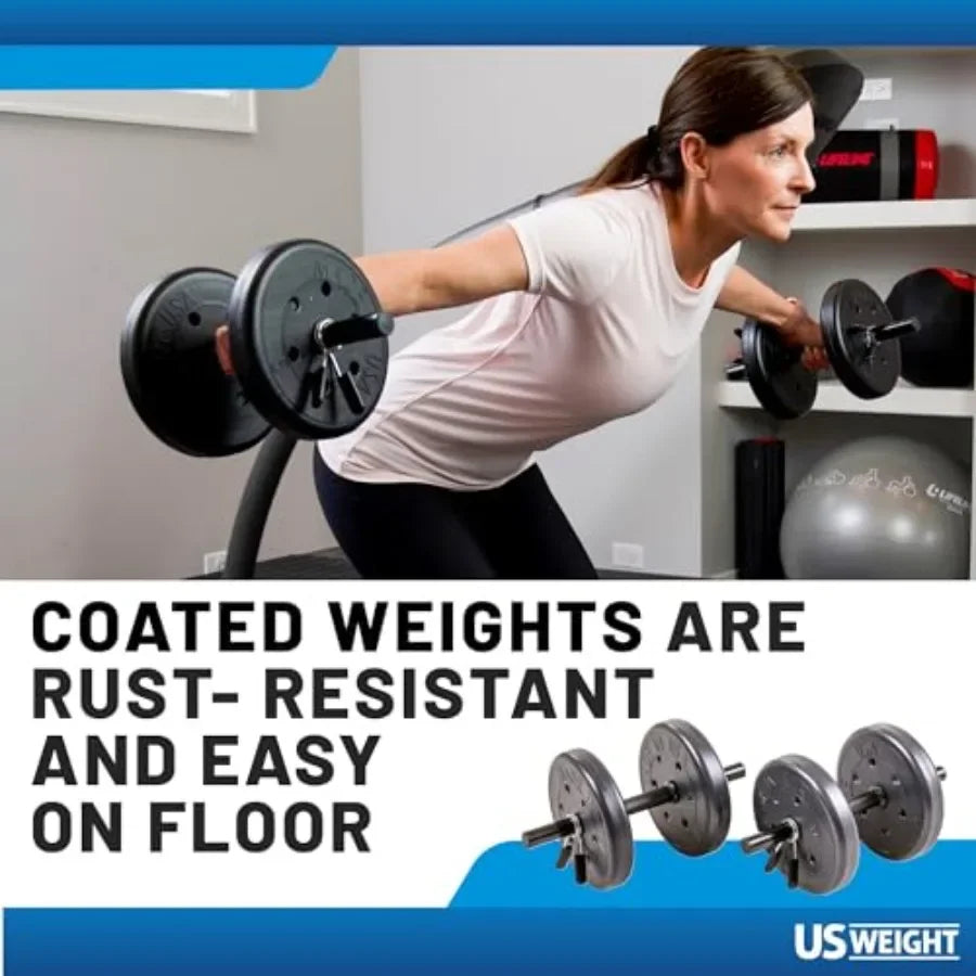 105 Pound Barbell Weight Set for Home Gym Adjustable Weight Set with Two Dumbbell Bars and Full 6 Ft Bar, Black
