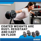 105 Pound Barbell Weight Set for Home Gym Adjustable Weight Set with Two Dumbbell Bars and Full 6 Ft Bar, Black
