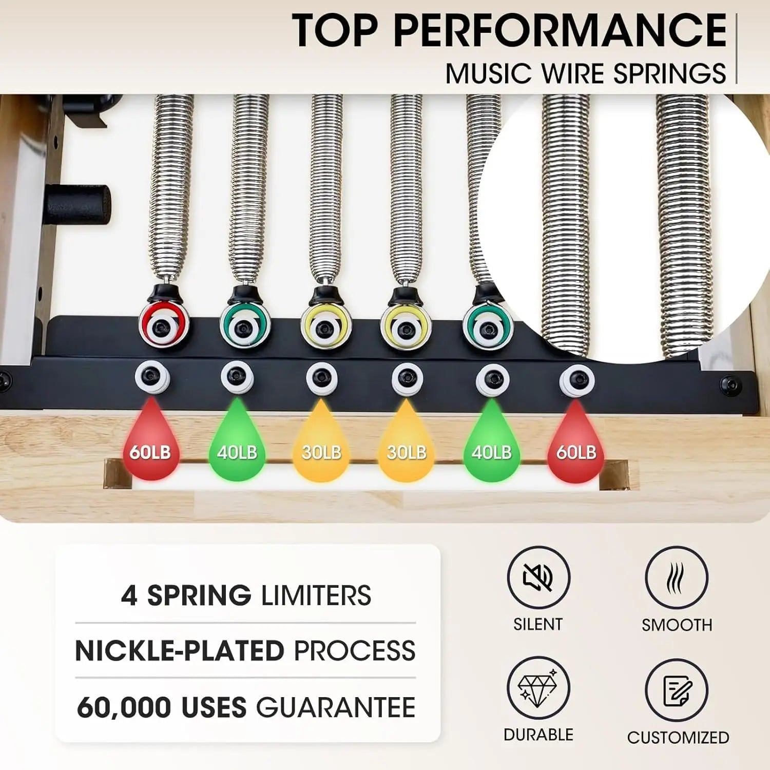 Pilates Reformer, PAETA 92" Wooden Pilates Reformer Machine with Springs, Pilates Machines for Home Use and Studio, Pilates Equipment with Sitting Box, Jump Board and Accessories