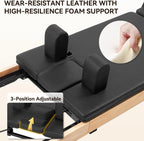 Foldable Pilates Reformer Machine, Oak Wood Studio Grade Home Gym Equipment With Sitting Box And Jump Board, Ergonomic Strength Training Core Workout Fitness Station, Natural Wood