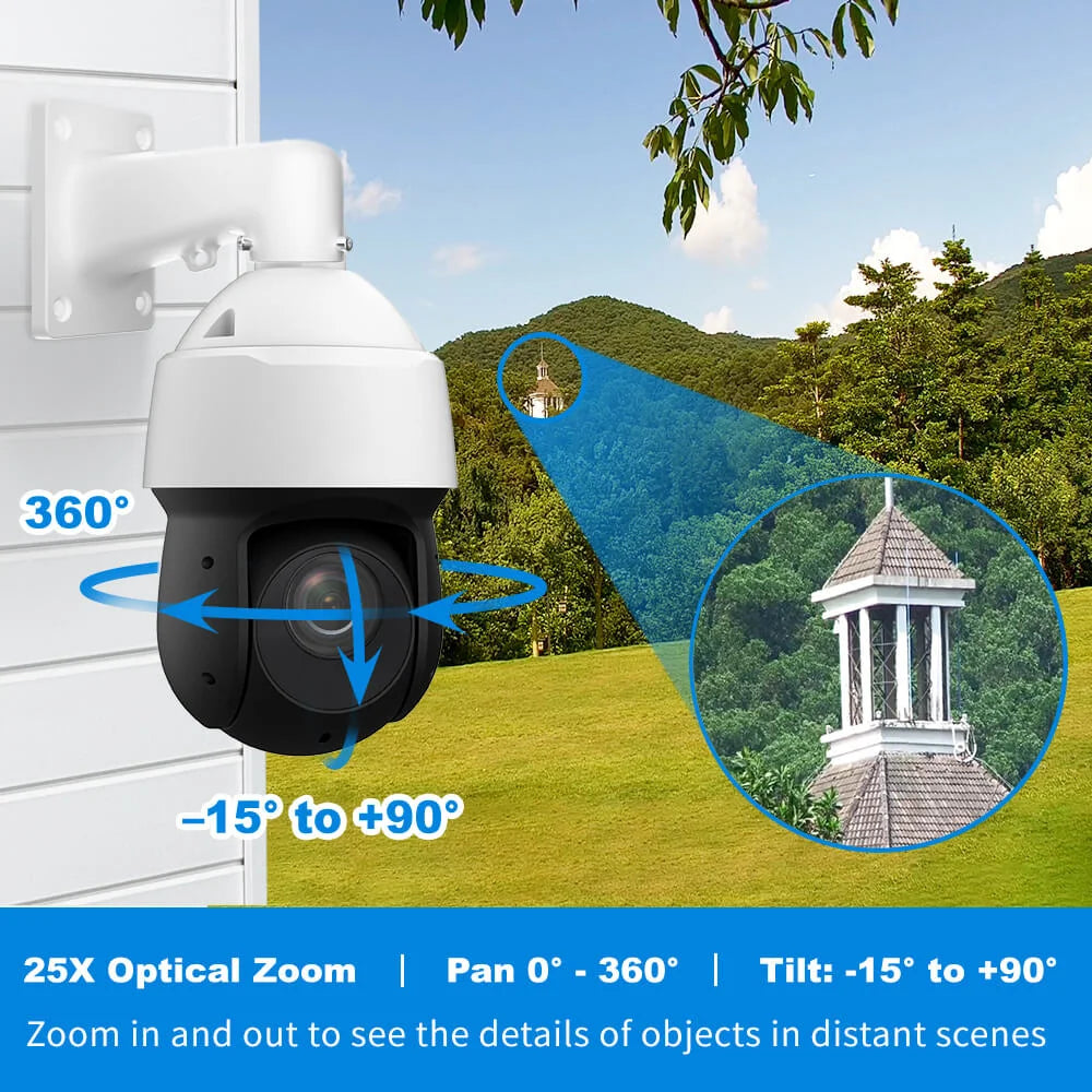 8MP AI PTZ Starlight IP Camera 360 Auto Tracking Face detection SMD4.0 Quick Pick Outdoor 2 Way Talk 4K@25/30fps Speed Dome