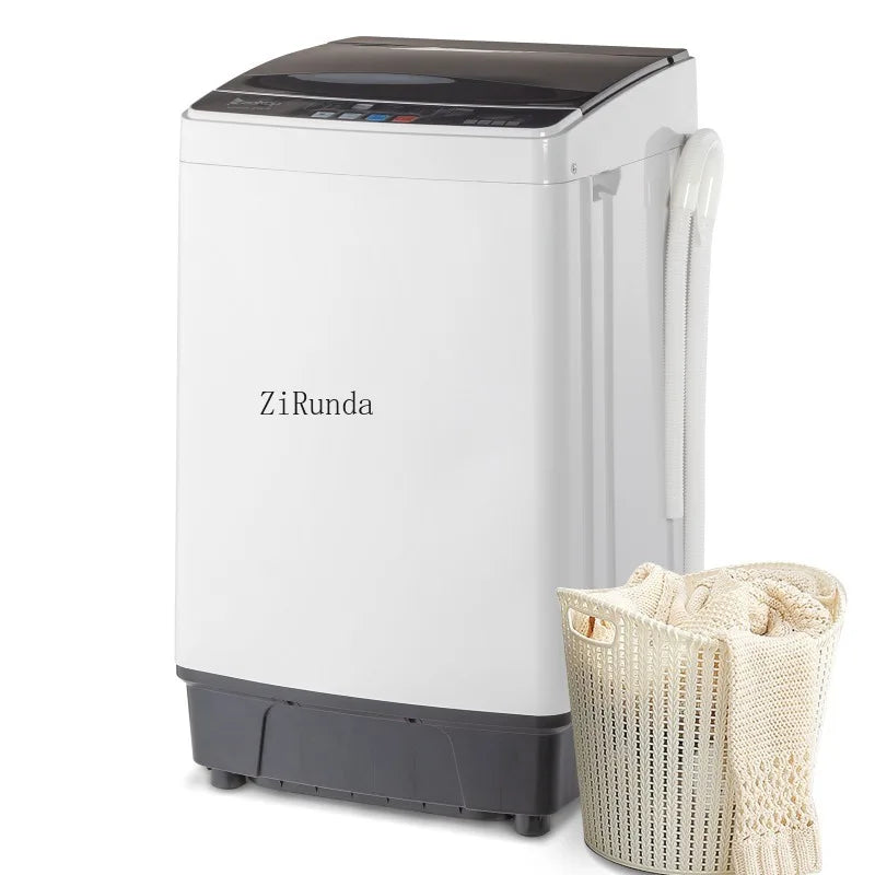 Full-Automatic Washing Machine Top Load Portable Compact Laundry Washer Spin with Drain Pump,10 programs 8 Water Level Selections with LED Display 17.8 Lbs Capacity, black