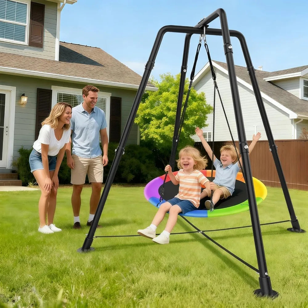 35" Swing Set with Stand, 32mm Steel Frame, X-Base, 330lbs Capacity, Suitable for Both Indoor and Outdoor Use