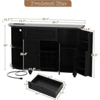 55 Coffee Bar with Outlet, Wine Rack Cabinet, Home Coffee Bar, Buffet Sideboard Storage for Kitchen, Dining, Living Rooms in Bla