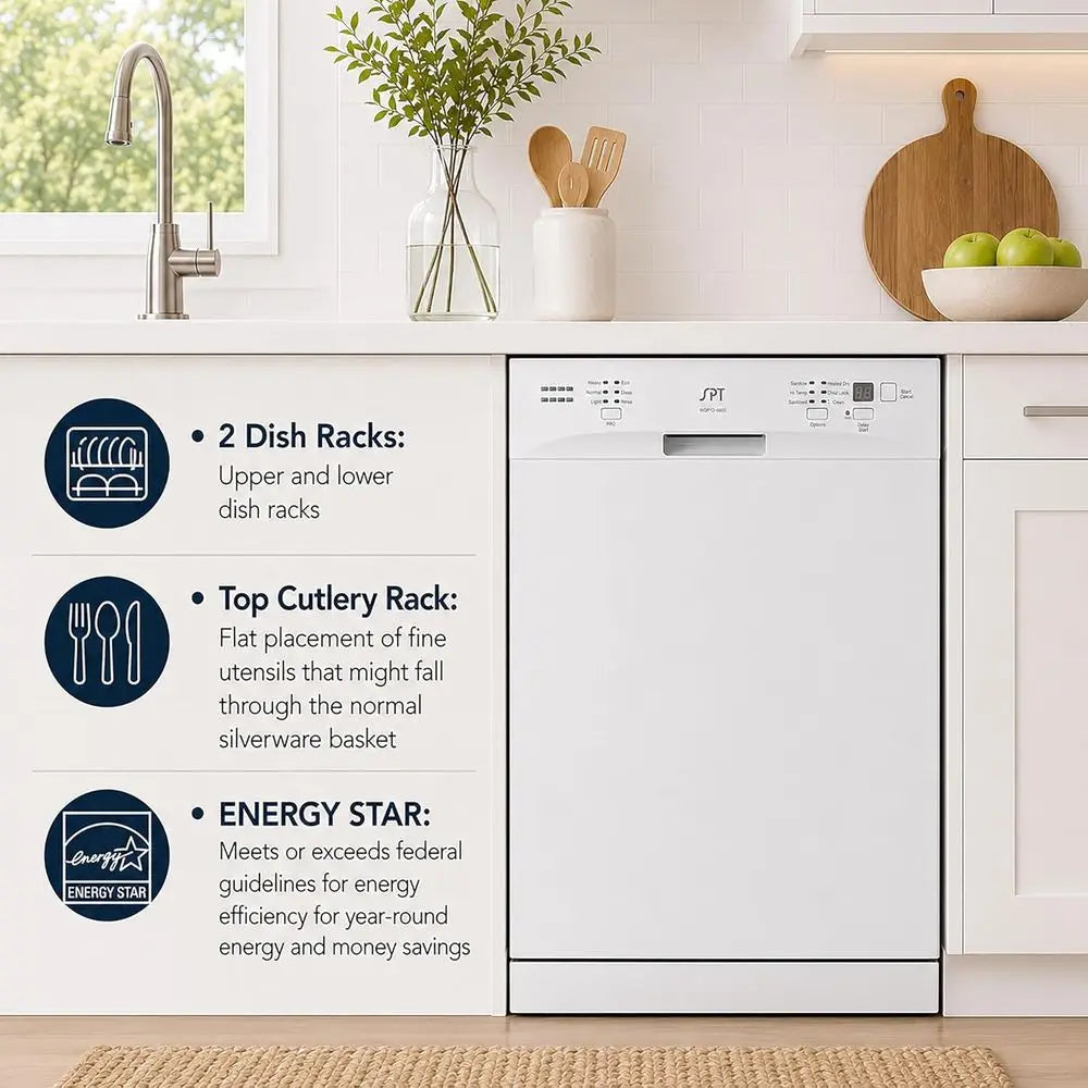 SD-6501W 24″-wide Built-In Stainless Steel Tall Tub Dishwasher with ENERGY STAR, Heated Drying, 6 Wash Programs and 14 Plate Set