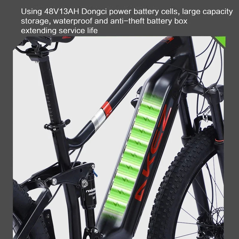 US Warehouse AKEZ 27.5" Electric Bike 48V 500W Bafang Motor, 13Ah Lithium Battery Powerful Adult E-Bike