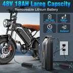 Retro-Style Electric Bike with 1200W Motor, 28MPH Speed, 48V 18Ah Battery, 500lbs Load Capacity, Black