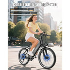 High-Power 1500W Electric Bike with 48V 12Ah Battery, 25MPH Speed, 65-Mile Range, 26 Adult City Cruiser E-Bike, 7-Speed Step-Thr