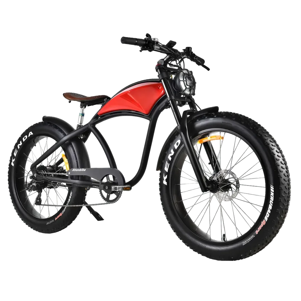 Xtion 750W 28MPH Electric Mountain Bike, Ebike 48V 15Ah 37Mile All-Terrain Fat Tire Bicycle, Dual Suspension 7 Speed