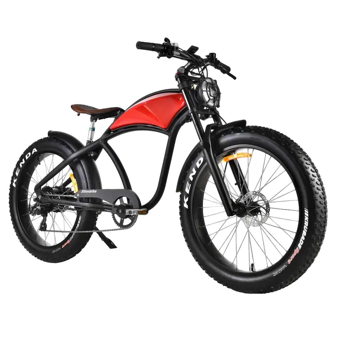 Xtion 750W 28MPH Electric Mountain Bike, Ebike 48V 15Ah 37Mile All-Terrain Fat Tire Bicycle, Dual Suspension 7 Speed