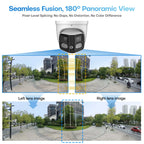 4CH 4K Outdoor Video Security IP POE Camera System 180° Dual Lens Smart Human Vehicle Detect 2 Way Talk Sound Light Alarm IVS