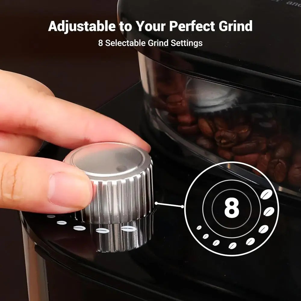 10-Cup Drip Coffee Maker with Built-in Burr Grinder & Programmable Timer, 1.5L Water Tank, Auto Keep-Warm, Reusable Filter - Fre