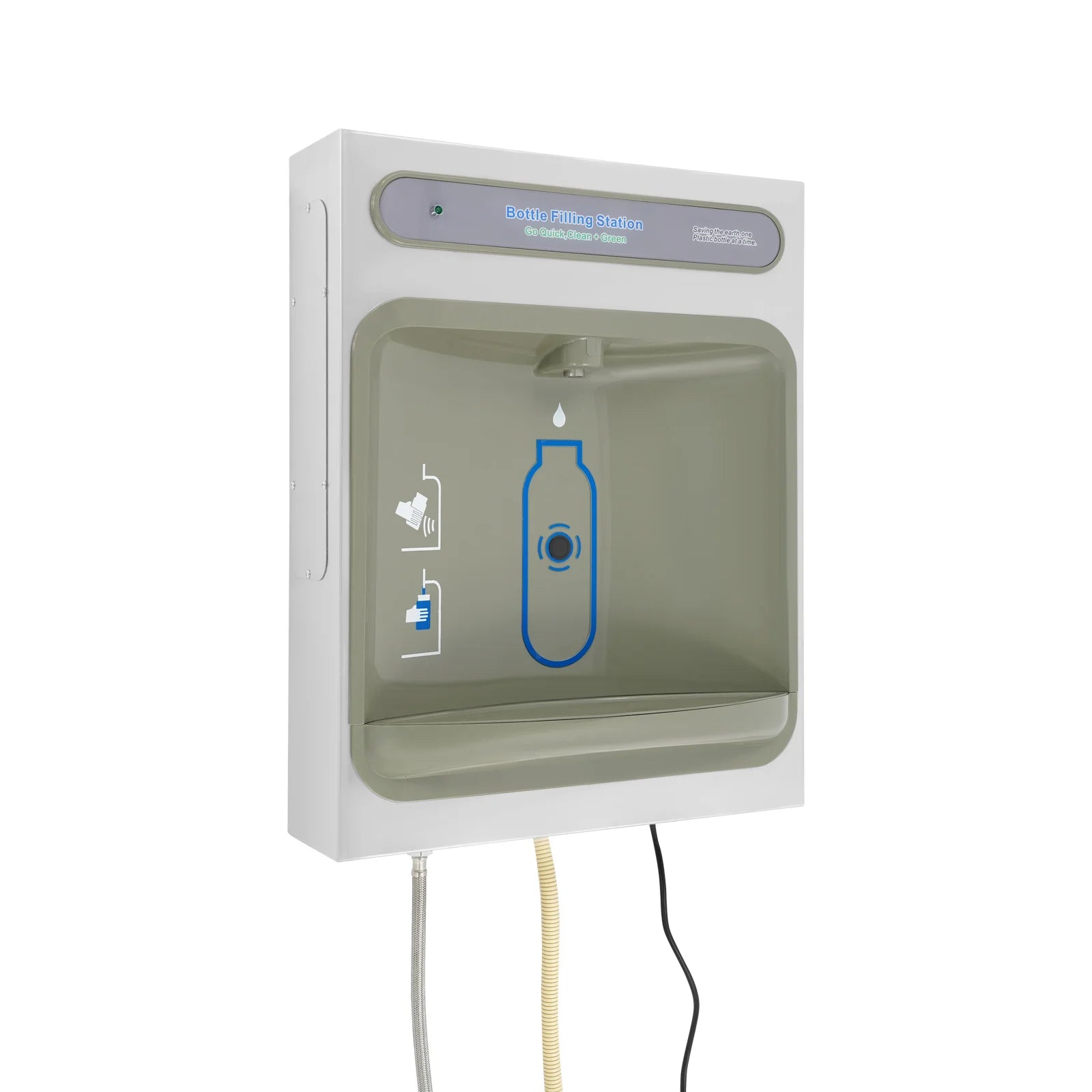 1.32-1.8GPM Fast Flow Touchless Induction Wall Mounted Water Dispenser with 304 Stainless Steel Premium Filter Bottle Filling Station for Home Office Gym Kitchen Apartment Commercial Space Saving