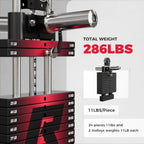 M Pro Smith Machine Package, All-in-One Power Cage with Weight Stack Set, Includes LAT Pulldown and Cable Crossover System for