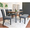 Amisos 6-Piece Dining Set: Hairpin Table with 4 Chairs and Upholstered Bench, 3 Color Choices