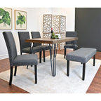 Amisos 6-Piece Dining Set: Hairpin Table with 4 Chairs and Upholstered Bench, 3 Color Choices