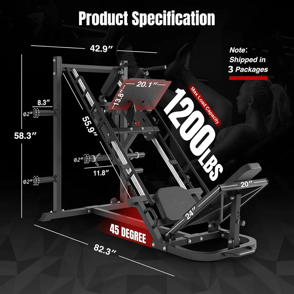 Dripex Leg Press Machine, Hack Squat Machine, Professional Leg Press Machines for Home Gym with 4 Weight Plate Storage Holders, Transport Wheels for Full Lower Body Workout-Weight Plates Not Included