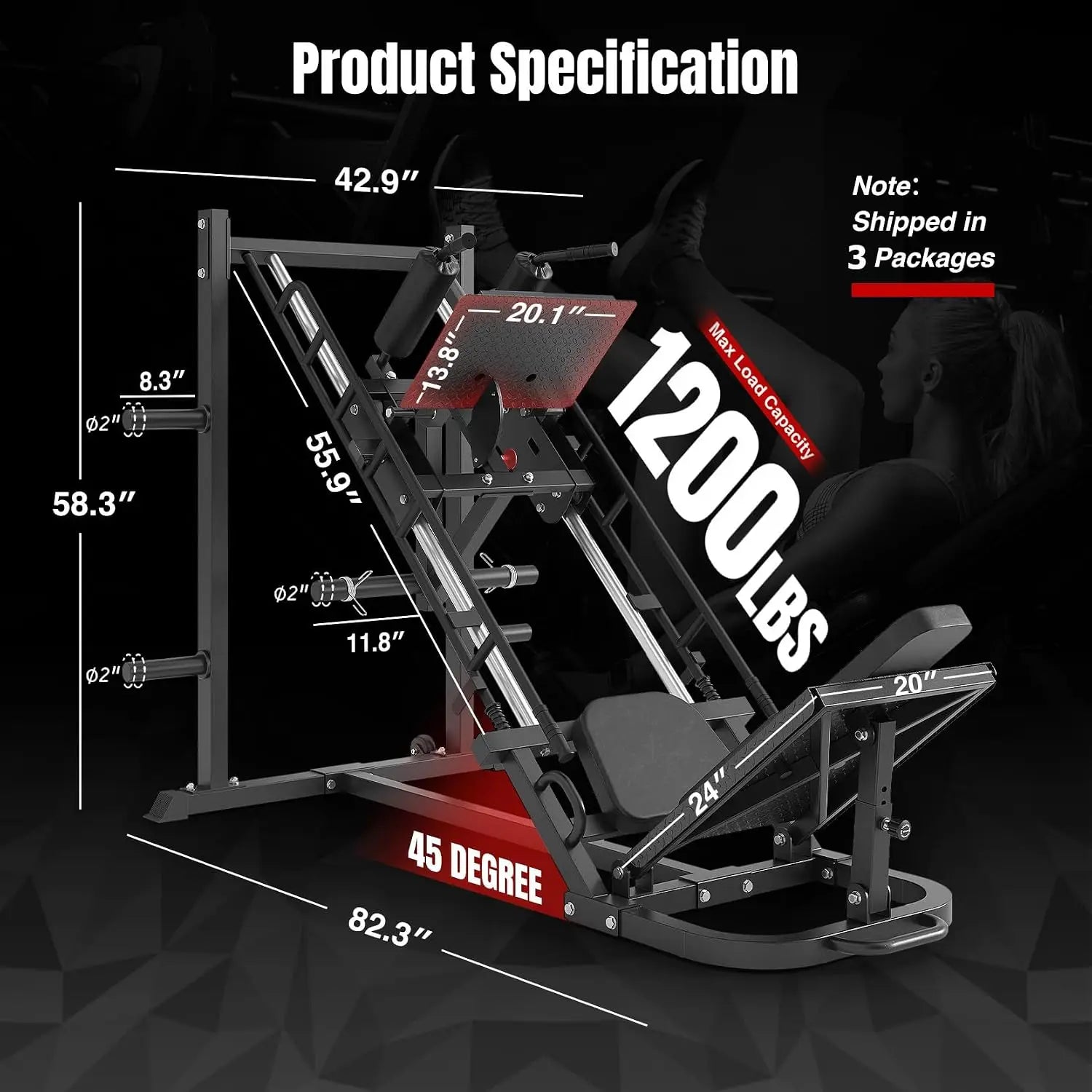 Dripex Leg Press Machine, Hack Squat Machine, Professional Leg Press Machines for Home Gym with 4 Weight Plate Storage Holders, Transport Wheels for Full Lower Body Workout-Weight Plates Not Included